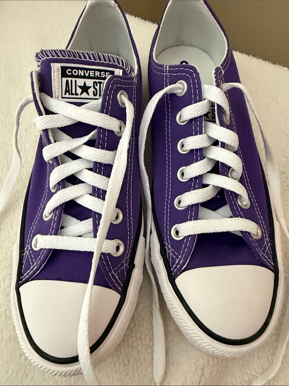 Converse Purple Canvas Low-Top Sneakers with White Laces
